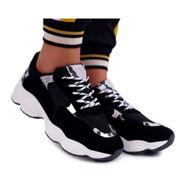 NFR Scarpe Sportive da Donna Camoscio Pelle di Serpente Nera Lollipop nero grigio