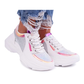 Scarpe Sportive da Donna Suola Spessa Glitter Bianco Ranea grigio