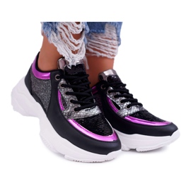 Scarpe Sportive da Donna Suola Spessa Glitter Nere Ranea nero grigio