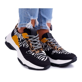 Scarpe sportive da donna con suola spessa Zebra Sevana marrone nero