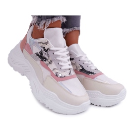 Scarpe Sportive da Donna Suola Spessa Serpente Bianco Sevana grigio multicolore