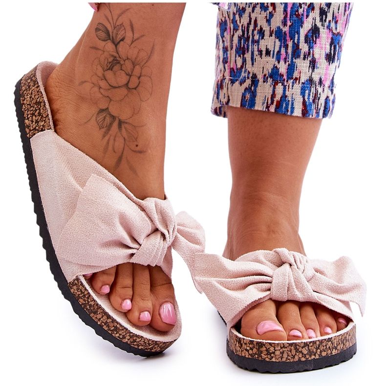 PS1 Pantofole da donna beige con fiocco Wendy Cork