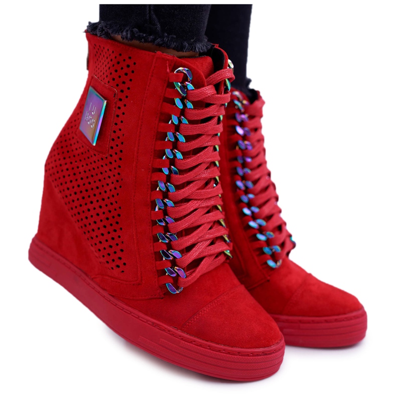 Sneakers Donna Lu Boo Scamosciato Traforato Rosso Clamma