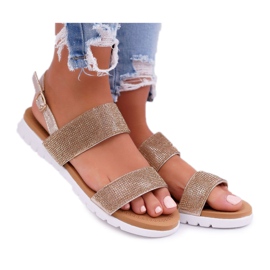 Lu Boo Sandali Dorati Da Donna Con Cubic Zirconia Perfect d'oro