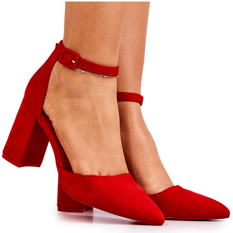 PS1 Décolleté con tacco da donna in camoscio rosso Harye