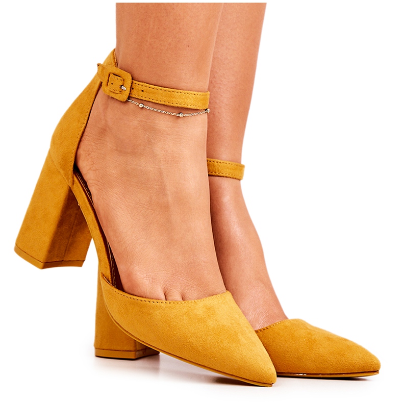 PS1 Décolleté con tacco da donna in camoscio giallo Harye