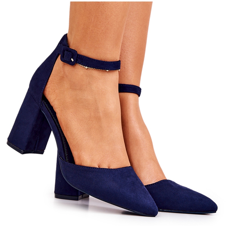 PS1 Décolleté con tacco da donna in pelle scamosciata blu navy Harye