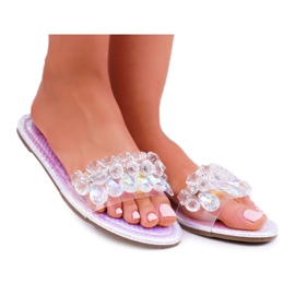 Ciabatte Da Donna Con Cubic Zirconia Lu Boo Petrol Silver Mediana grigio