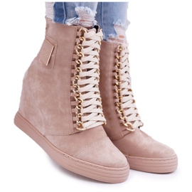 Sneakers Donna Lu Boo Catena Oro Scamosciato Beige Monica