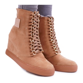 Sneakers Donna Lu Boo Camoscio Catena Oro Cammello Monica marrone