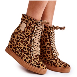 Sneakers da donna Lu Boo Gold Chain Suede Leopard Monica beige marrone