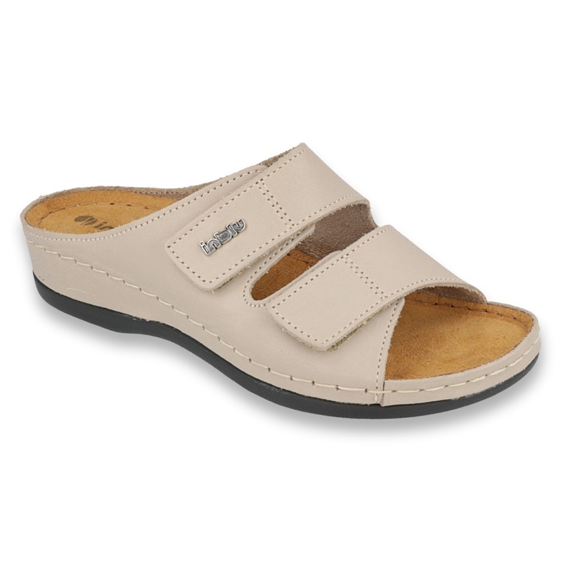 Inblu Beige Women's Flip -Flops con velcro 158d104