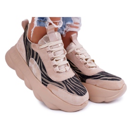 Scarpe Sportive da Donna Lu Boo Suola Spessa Beige Taste It!