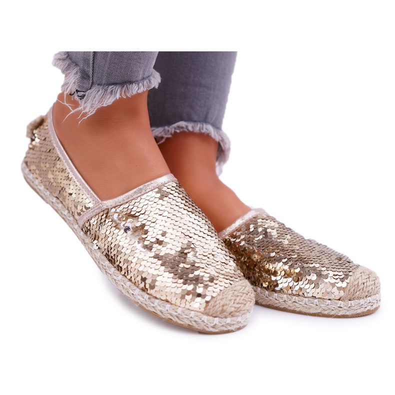 Espadrillas da donna Lu Boo Gold Paillettes Destino d'oro