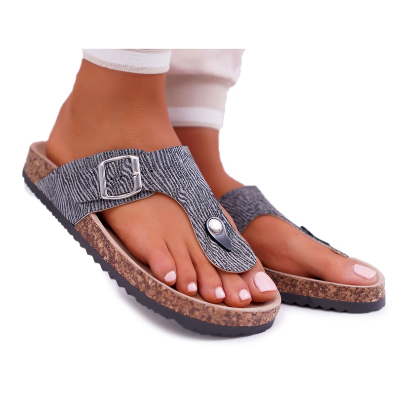 EVE Pantofole da donna Infradito Baisan grigio scuro