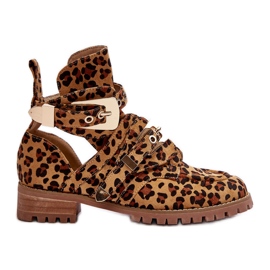 Lu Boo Stivali Scamosciati Con Ritagli Leopard Rock Girl marrone