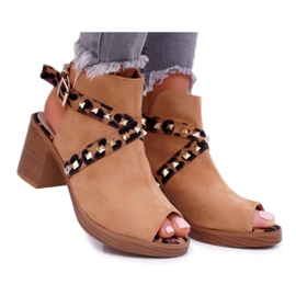 Sandali Da Donna Con Tacco Alto Lu Boo Con Gambo Cammello 318-30 Fiode marrone