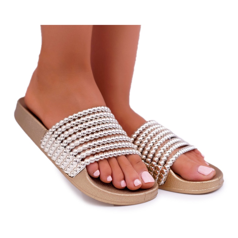 Pantofole da Donna con Perline Dorate Elavi d'oro