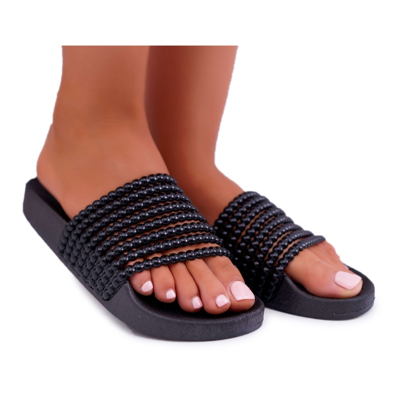 Pantofole da Donna con Perline Nere Elavi nero