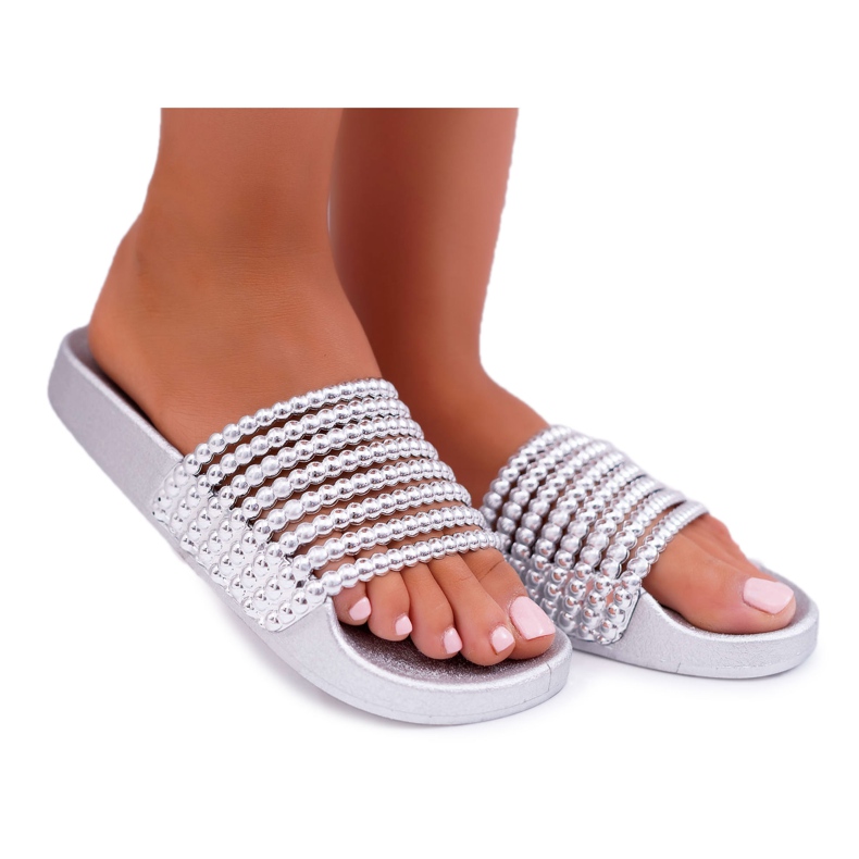 Pantofole da Donna con Perline Argento Elavi grigio