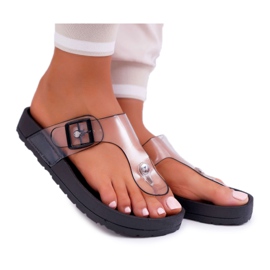 SEA Ciabatte Donna Infradito Riga Trasparente Nero Framona incolore