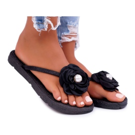 Infradito Donna Black Flower Glitter Elenda nero