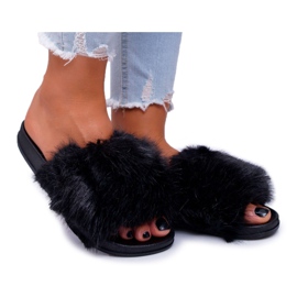 Infrasoli da donna con pelliccia nera nero