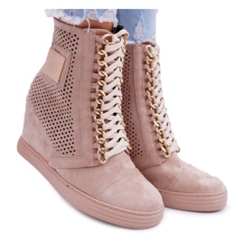 Sneakers Donna Lu Boo Camoscio Traforato Beige Clamma