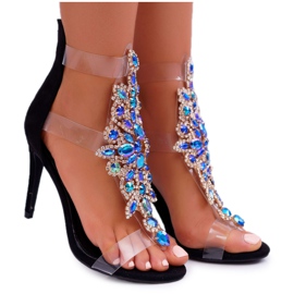 Sandali Donna Con Tacco Alto Lu Boo Suede Nero 2047-89 Milleni