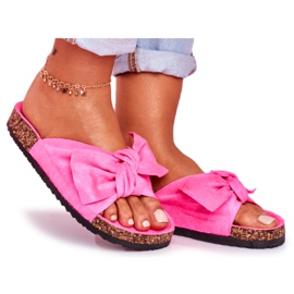 BUGO Pantofole da donna su sughero neon fucsia Wendy rosa