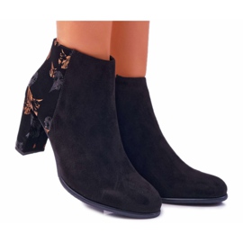 Stivali Da Donna Con Tacco Alto Sergio Leone Con Fiori Dorati Folk Nero Eros2