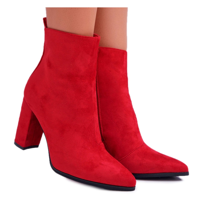 FRID Stivali Da Donna Sul Tacco Con Cerniera In Spitz Rosso Ferol