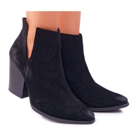 Stivali primaverili da donna con tacco alto in pelle scamosciata neri Nicole 2430 nero