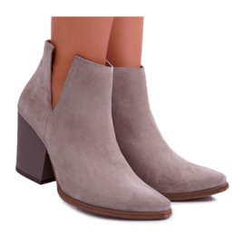 Stivali Donna Tacco Alto Primavera Pelle Scamosciata Cappuccino Nicole 2430 beige