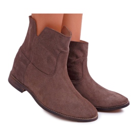 Stivali Donna Zeppa Nascosta Tacco Piatto Cappuccino Scuro Nicole 2419 marrone