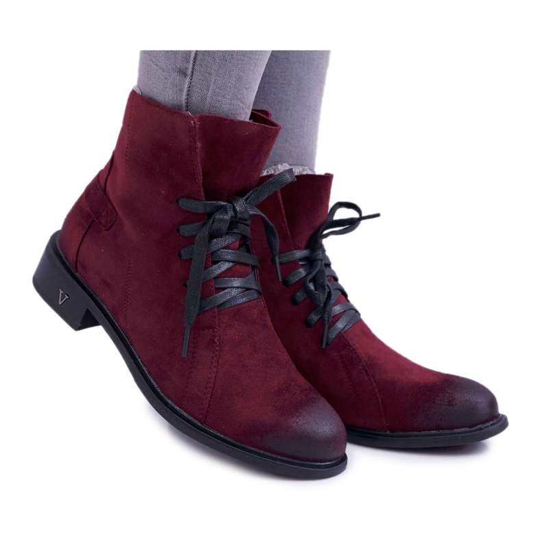 Vinceza Stivali Donna Con Tacco Piatto Workery Borgogna Teref rosso multicolore