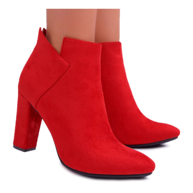 Vinceza Stivali Donna Con Tacco Camoscio Ruffle Rosso