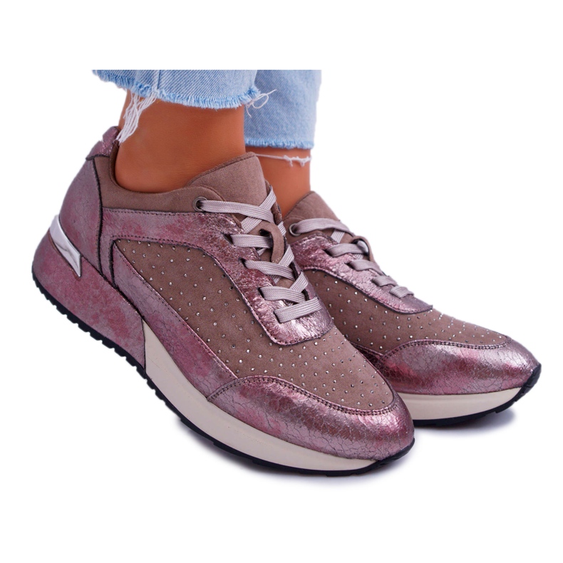 Scarpe sportive da donna Beige Sergio Leone Ondar marrone rosa