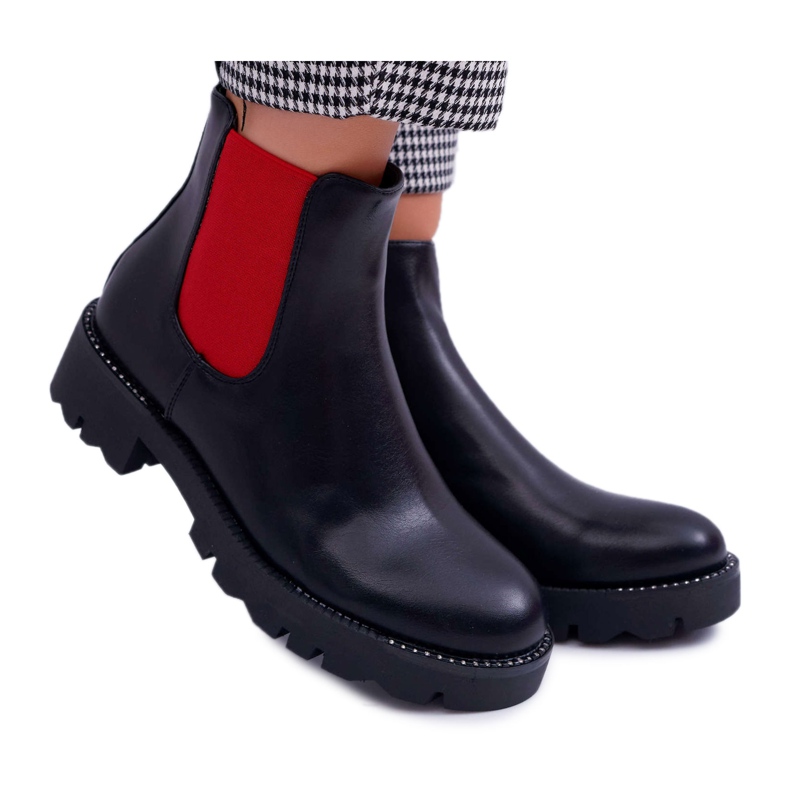 HAN Stivaletti da donna Stivali Jodhpur Gomme rosse Nero Superpower rosso