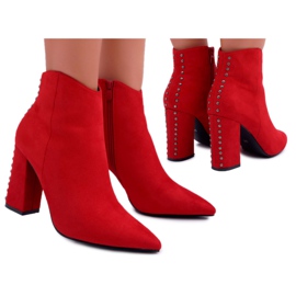 PS1 Stivali Da Donna Con Tacco Alto Con Rivetti In Spitz Rosso Snack