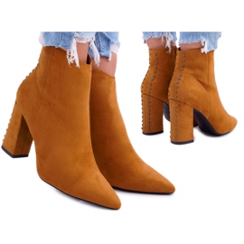 PS1 Stivali Da Donna Con Tacco Alto Con Rivetti In Spitz RB23P Camel Snack marrone