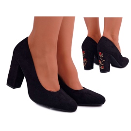 Décolleté Donna Sergio Leone Camoscio Nero Gendar Flowers