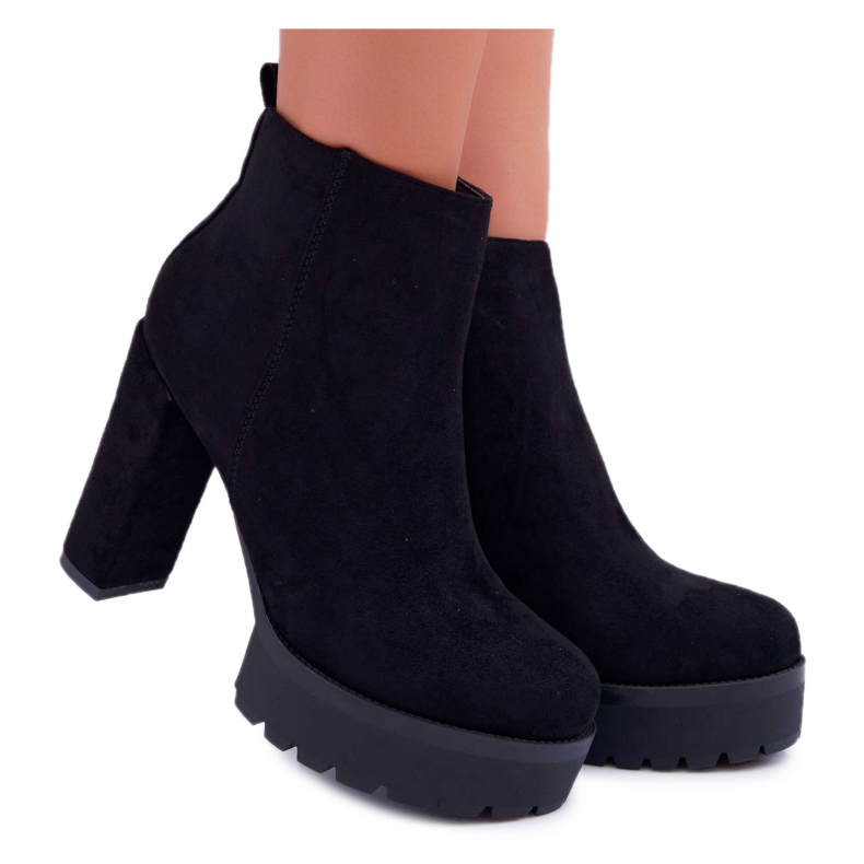 SEA Stivali da donna con tacco in camoscio nero Jokano