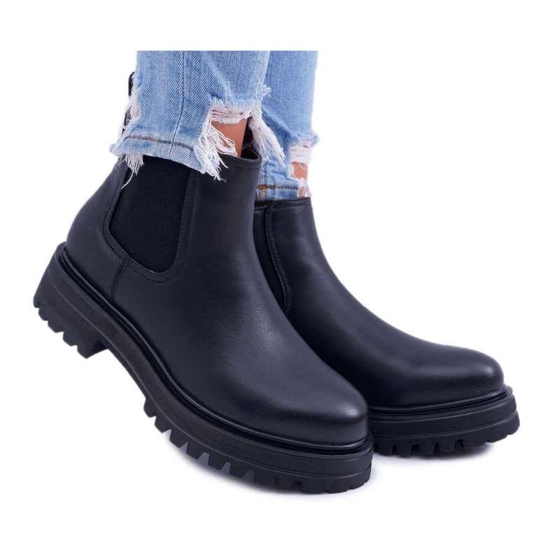 SEA Stivali Da Donna Con Tacco Piatto Warm Black Orion nero