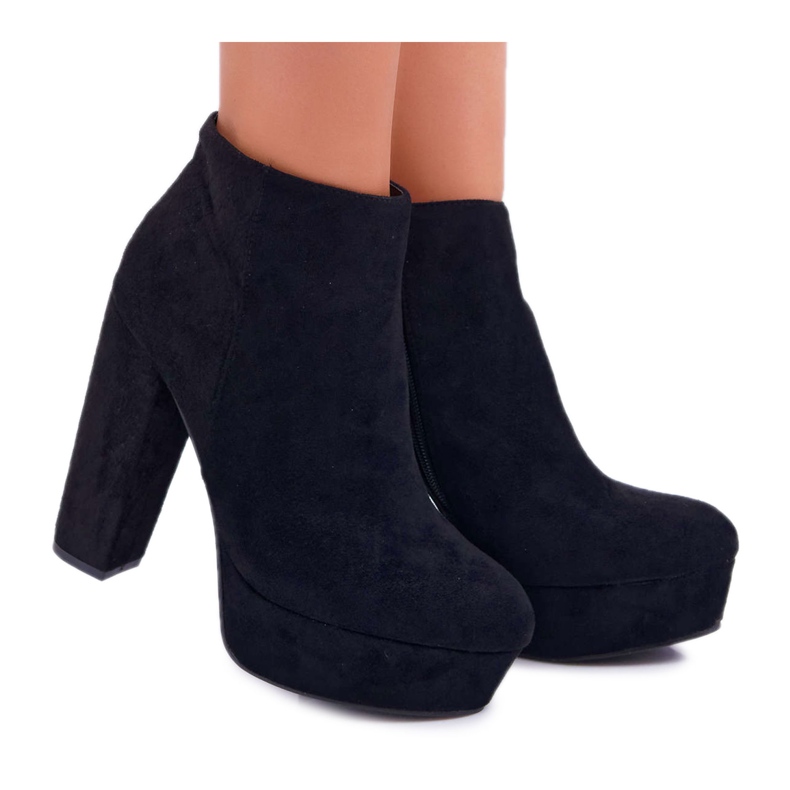 ADY Stivali da donna con tacco e plateau in camoscio nero Celinne
