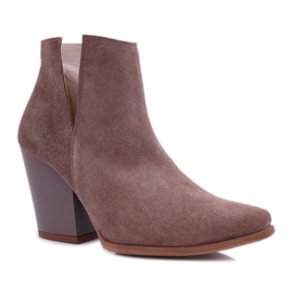 Stivali Donna Tacco Alto Primavera Pelle Scamosciata Cappuccino Scuro Nicole 2430 marrone