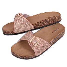 Pantofole Scholka con pietre rosa L-1032 Pink