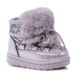 FRROCK Stivali Da Neve Per Bambini Con Pelliccia Argento Minnie grigio