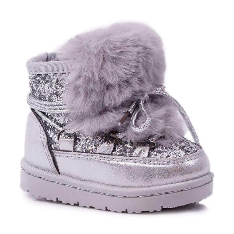 FRROCK Stivali Da Neve Per Bambini Con Pelliccia Argento Minnie grigio