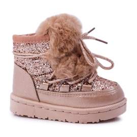 FRROCK Stivali Da Neve Per Bambini Con Pelliccia Champagne Minnie rosa
